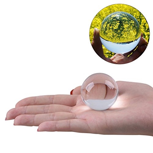 WINOMO Kristallkugel Glaskugel Klar für Feng Shui Fotografie Meditation Hochzeit Haus Büro Dekoration 5cm (Transparent Weiß)