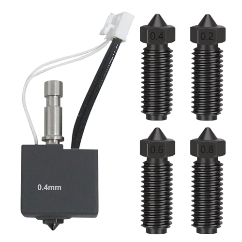 For Kobra S1 Extruder 200k Hotend Kit (Pre-Assembled) Cobra S1C Print Head Parts (Including Thermistor, Heating Wires, Silicone Sleeve and Throat), Kit contains 4 full size hardened steel nozzles
