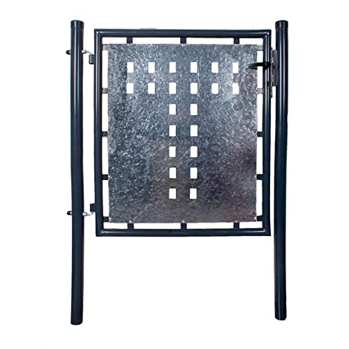 Stahl Gartentor Gartentür Hoftor Gartenpforte verzinkt & pulverbeschichtet Komplettset | Höhe 100 cm | Pulverbeschichtet RAL7016