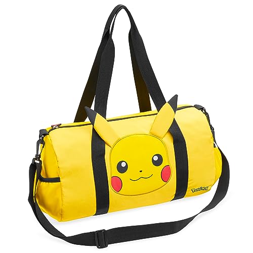 Pokemon Sporttasche Kinder Reisetasche Jungen Mädchen Sportbeutel Umhängetasche Schwimmtasche Kinder Jungs Pikachu (Gelb 3D-Ohren)