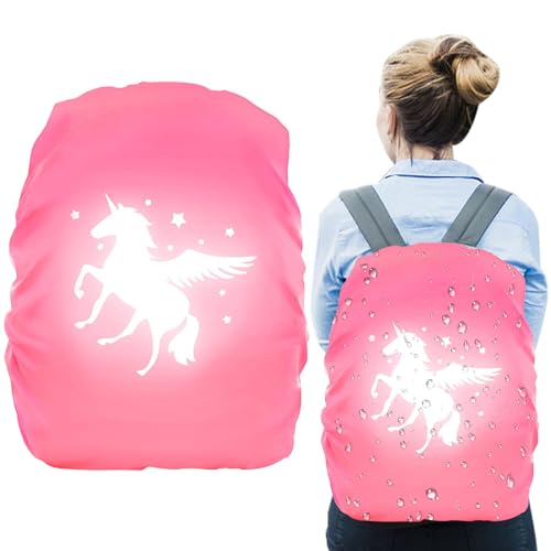 SPERMUOY Einhorn Regenschutz Schulranzen, Regenschutz Schulranzen Einhorn Regenschutz für Schulranzen,Regenhülle Rucksack by Step,Rucksack Überzug Reflektierend für Mädchen Kinder