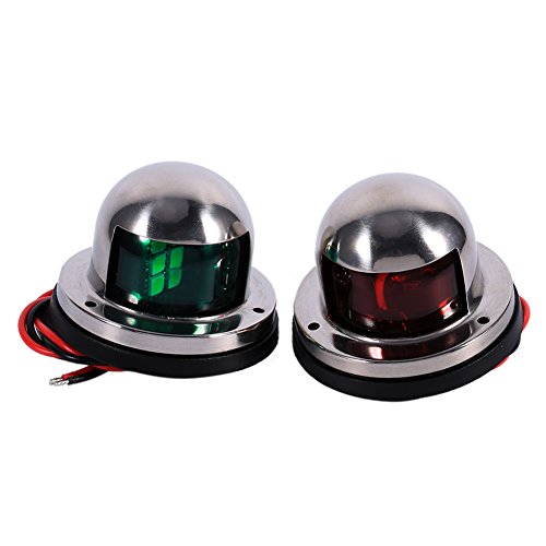 Akozon 2 stk Navigationslicht für Yacht, Edelstahl 12V LED Marine Boot Yacht Rot und grün Bow Navigationslicht positionslichter