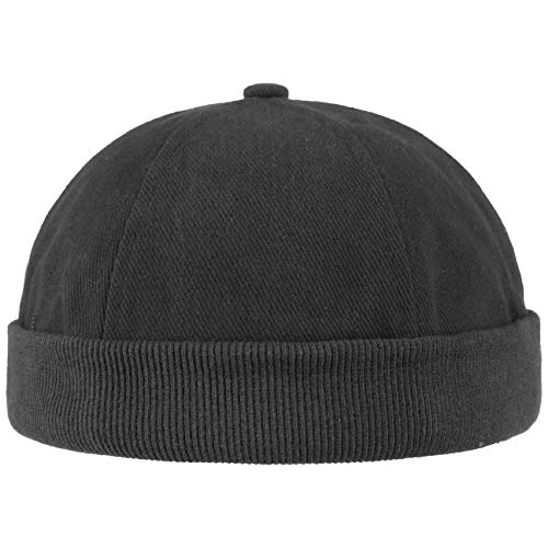 Lipodo Cotton Dockercap Herren - Mütze aus 100% Baumwolle - Docker in Einheitsgröße (54-61 cm) - Cap mit Klettverschluss - Hafenmütze ganzjährig tragbar schwarz One Size