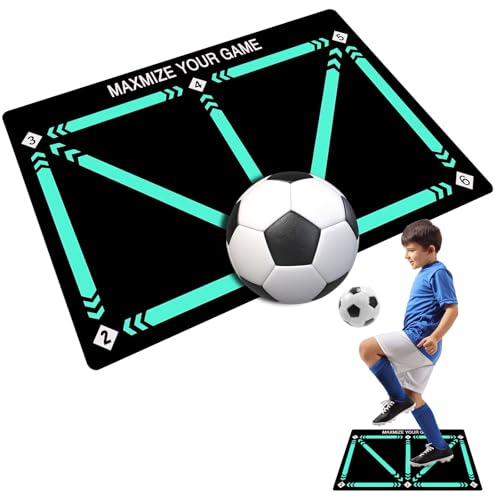 POFIBO Fußballmatte - Fussballmatte Training 60 X 90cm, Rutschfeste Stoßdämpfende Trainingsmatte, Fussball Trainingszubehör, Fußball-Fußmatte