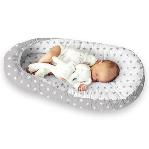 Babynestchen Babynest Kokon Reisebett Kuschelnest Babykokon Kokon, Grau/Sterne