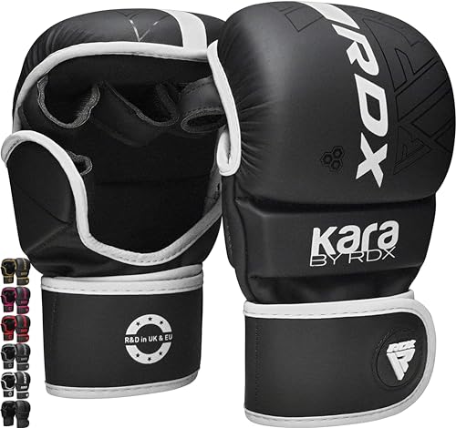 RDX MMA Handschuhe für Kampfsport Grappling Training, Maya Hide Leder KARA Sparring Handschuhe, Punchinghandschuhe für Muay Thai, Kickboxen, Freefight, Boxsack Gloves (MEHRWEG)