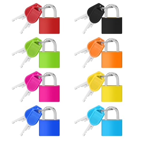 8 Stück Kleine Gepäckschlösser, Gepäck Sicherheitsschloss, Bunt Gepäckschloss Kofferschloss, Mini Vorhängeschloss mit Schlüssel, Koffer-Schlösser für Fitnessstudio Spind Tasche Kabinett