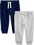 Simple Joys by Carter's Jungen 2-Pack Pull on Fleece Pants, Grau Meliert/Marineblau, 2 Jahre (2er Pack)