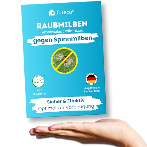 Futeco® – Raubmilben gegen Spinnmilben bei Gemüse-, Zier- & Nutzpflanzen - 3 Tüten für 3-4 Pflanzen - zur biologischen Bekämpfung von Spinnmilben - 100% Chemiefrei - Amblyseius Californicus