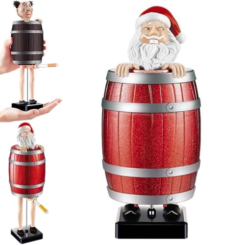 Lustiger Automatischer Zigarettenspender, Streich PopUp Zigarettenspitze Box Seltsamer Onkel / Weihnachtsmann im Holzfass Zigarettenetui, Kreative Spooff-Figuren (Weihnachtsmann)