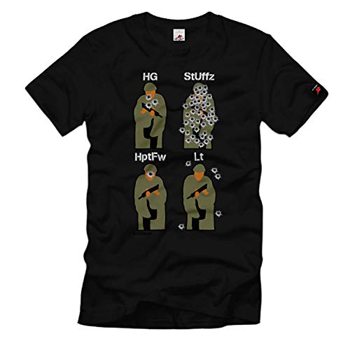 Bundeswehr Schießbahn Haupt-Feldwebel Schützenscheibe Schießen BW T-Shirt#33221, Größe:M, Farbe:Schwarz