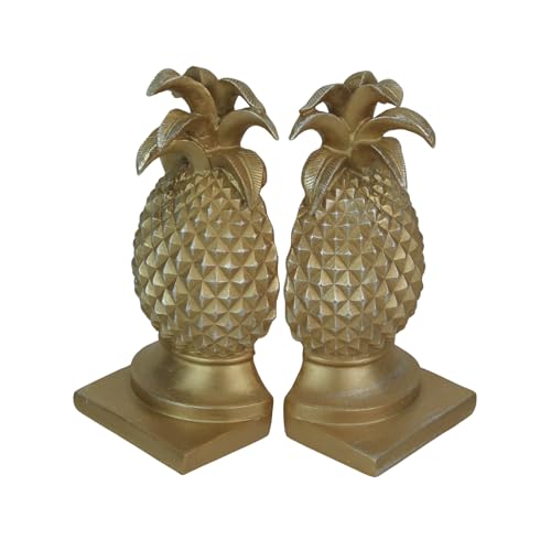 Elegante goldene Ananas-Buchstützen – schickes tropisches Dekor für Bücherregale, Schreibtische oder Kaminsims – stilvoller Wohnakzent – 25,4 cm hoch