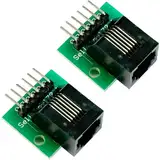 PENGLIN 2 Stück RJ11 Buchse mit Leiterplatte,RJ11 6P6C Breakout Board mit Pin,RJ11 6-pin Telefonbuchse Adapter