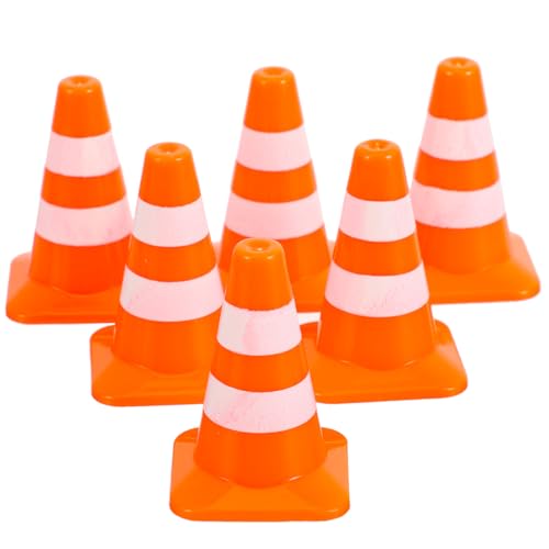 UPKOCH 14 Teiliges Verkehrszeichen Baustellen Spielzeugkegel Verkehrszeichen Spielzeugauto Straßenkegel Für Mini Blöcke Straßensperren Bauschilder &Amp; Orange Abs