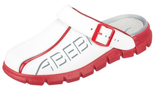 Abeba Berufsschuh-Clog Abeba 7313 – 35 Dynamic Pantoffeln, mehrfarbig, 7313-40, weiß/rot mit Aufdruck, 40 EU