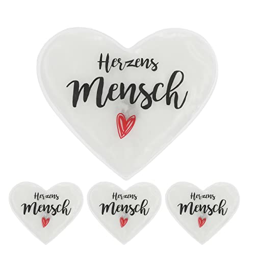 MC-Trend 4er Set Taschenwärmer Handwärmer für warme Hände und Finger, Wiederverwendbare Wärmekissen (4er Set Herzensmensch)