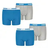 PUMA Junior Boys Boxershort Basic Boys Boxer 4er Pack, Grösse:140 (M);Farbe:Blue/Grey