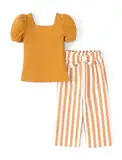 PATPAT Bekleidungssets Mädchen Kleidung Sommer, Viereckiger Ausschnitt Puff Kurzarm T-Shirt Kinder Mädchen, Gestreifte Hosen Mädchen Kinderkleider Set, Geburtstag Party Teenager Outfits 3-12 Jahre