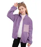 ALISISTER Mädchen Sherpa-Fleece-Jacken Herbst Winter Flauschige Lila Mäntel mit Reißverschluss und Taschen Gemütliche Oberbekleidung 7-8 Jahre