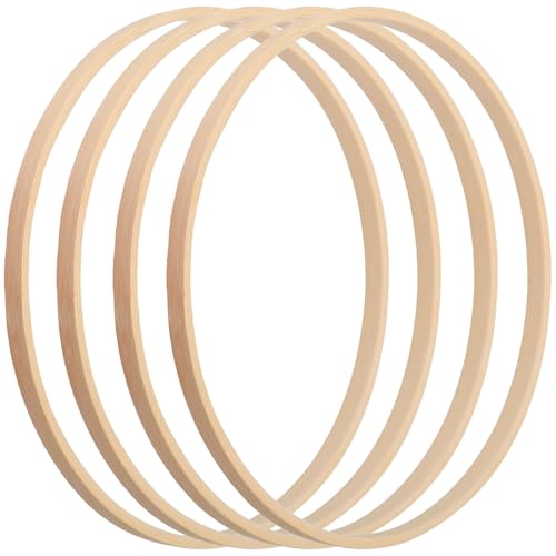 4 Stück Holzringe zum Basteln,Traumfänger Ringe Bambus,Holzring 15cm,Holzringe Makramee,Makramee Ringe,Holzreifen,Bambusring 15cm,für DIY Traumfänger,Hochzeitskranz Dekor,Handwerk,15cm