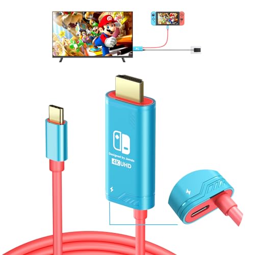 JINGDU Tragbares Switch TV Adapter Dock, verbessertes USB C auf HDMI Kabel mit PD100W Ladeanschluss für Nintendo Switch OLED Konsole, Screen Mirroring Zubehör für NS/Steam Deck, 4K@30Hz, 2 m, Blau