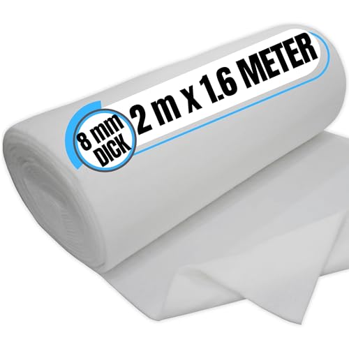 Filterrolle 3,2qm - 2m x 1.6m -(8mm dicke)- Filtermatte weiß zuschneidbar - Luftfiltermatte Universal Filtervlies waschbar Abluftfilter Staubsaugerfilter