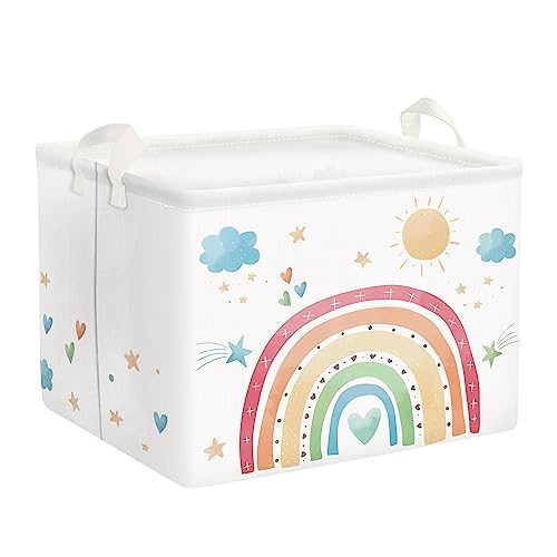 Clastyle Regenbogen Wolke Weißer Aufbewahrungskorb für Baby- Spielzeug Kleidung Rechteckig Aufbewahrungsbox Kinder für Kinder -Schlafzimmer, Spielzimmer, Waschraum, 40x30x30 cm