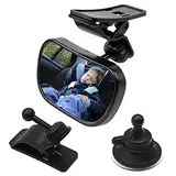 NATUCE 1 Rücksitzspiegel + 2 Halterung, Rücksitzspiegel für Babys Kinder, Spiegel Auto Baby, Sicherheitsspiegel für Kinderschale, Babyschale, Rückwärtssitz, Rückspiegel Auto mit 360° Schwenkbar