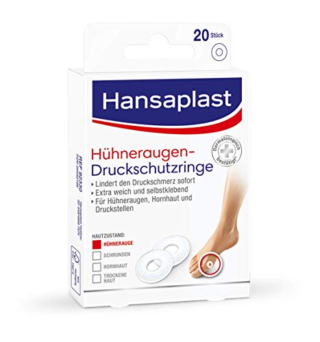 Hansaplast Hühneraugenringe (20 Stück), Hühneraugen Pflaster für sofortige Schmerzlinderung, hautfreundliches Fußpflaster schützt vor Druck durch Schuhe