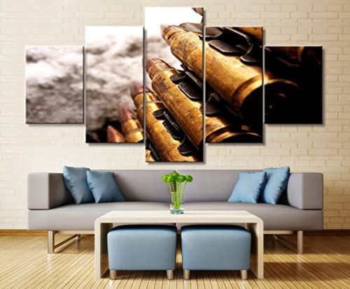 Leinwandmalerei Kugel Waffe Militär 5 Stück Wandkunst Malerei Modulare Tapeten Posterdruck Für Wohnzimmer Schlafzimmer Esszimmer Büro Kinderzimmer Wandbild Wohnkultur Ohne Rahmen 100 X 50 Cm