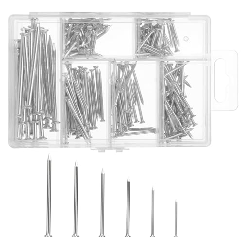 Arcjunys Stahlnägel Set Nägel Set Nagel Nägel Bilder Aufhängen Bildernägel Nägel Wand Nägel zum Aufhängen Nails for Wood mit Sortimentskasten für Heimwerken Handwerk oder Bau Silber 280 Stück