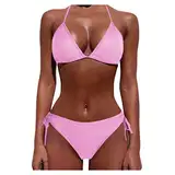 Generisch Damen Bikini Set U Ausschnitt Rückenfrei Bandeau Bikini Bademode Cut Out Zweiteiliger Badeanzug Swimsuit Bikini Slip Damen Bikini Damen Set Sexy Olive GrüN