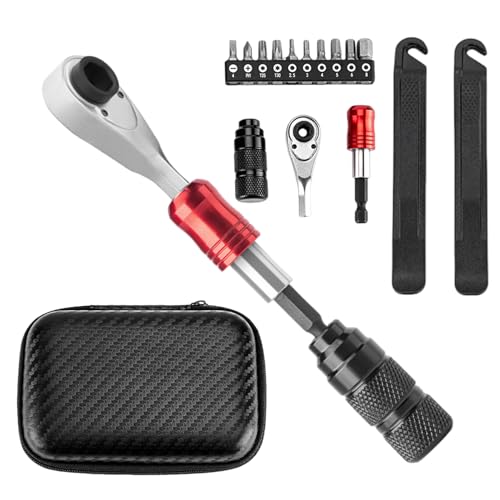 Reparaturset Fahrrad – Robustes Alu Werkzeug, Small Ratschenschlüssel Bit Set | 72-Zahn Ratsche Einsätzen Radfahrer, Tragbares Für Mountainbike, Tourenrad, Outdoor Fahrradservice Schraube