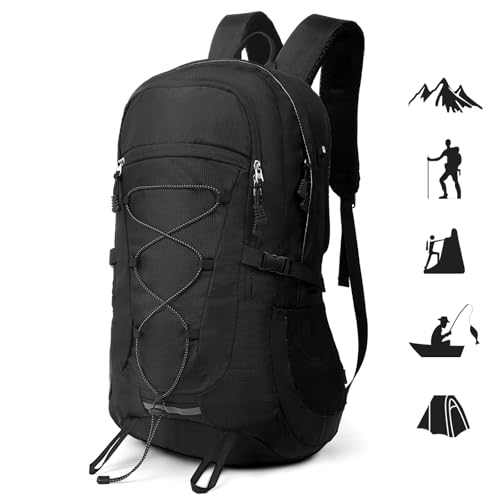 TAN.TOMI Wanderrucksack Herren Damen Rucksack Groß 45l Leicht Trekkingrucksack mit Vielen FäChern, Atmungsaktiver RüCkenpolsterung, Geeignet füR trekking, Bergsteigen, Schwarz