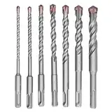 7 PCs zementiertes Carbid -Bohrer -Bit Set | 3/8 -Zoll -runder Griff für elektrische Hammerbohrer | Cross -Kopf -Design für Beton/Fliesen/Steine | 5-18 mm Größenbereich,
