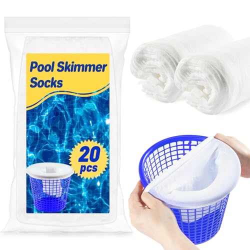 Sukh 20 Stück Pool Skimmer Socks - Water Filter Sock,Pool Skimmer Socken,Filterstrumpf,Pool Skimmer Basket Sock,Pool Skimmer Net für Entfernt Schlacken Blätter