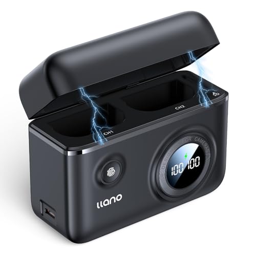 llano LP-E6NH LP-E6P Dual-USB-C-Schnell-Ladegerät, 18W kompatibel mit Canon EOS R5, R6 Mark II, 5D 6D 7D Mark II III IV, 5Ds, 60D, 70D, 80D, 90D, Smart-Digital-Display, magnetische Schnappabdeckung