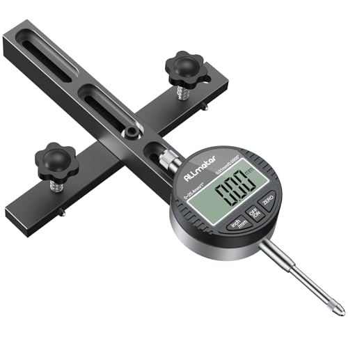 ALLmeter Digitales Tischsäge Messwerkzeug, Digital Messuhr 0,01 mm, CNC-gefräste Aluminium-Schiene, 3-fache Nutführung, einstellbar ab 1,9 cm, für Tischkreissägen und Fräsmaschinen