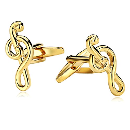 Daesar Schmuck 1 Paar Herren Edelstahl Manschettenknöpfe Gold Musik Noten Violinschlüssel Manschettenknopf 2.5x1.1cm