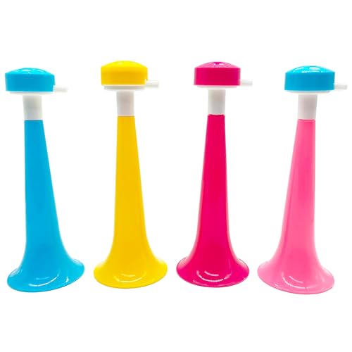 Niuhong 4 Pcs Vuvuzela Tröte Laut Fussball Fanfare Sehr Lautes Tröte Cheerleading Trompete Krachmacher Horn Plastik Trompeten Spielen Fanartikel Tröten Fan Zuschauer Fußballspiel Stadion Trompete