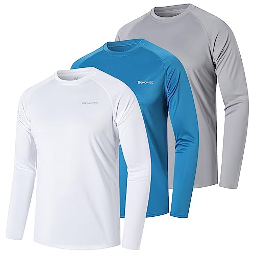 ZENGVEE 3er Pack UV Shirt Herren Rashguard UPF 50+ UV Schutz Shirt Schwimmshirt Herren Lässig Sonnenschutz Sport Tshirt Männer Atmungsaktiv für Outdoor Wasser Schwimmen (0618-Navy White Gray-XL)