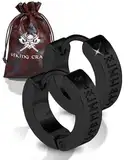 VIKING CRAFT Wikinger Ohrringe Männer Edelstahl - 1,4cm Herren Ohrringe schwarz mit Runen - Wikinger Schmuck, Wikinger Deko, Keltische Ohrringe Viking Earring, Vikings Fanartikel, Wikinger Geschenke