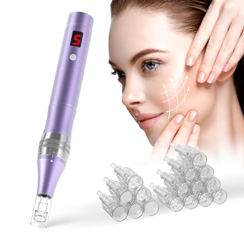QUELLE Dermapen Elektrisch E99,Professioneller Derma-Pen mit LCD Bildschirm und 5 Stufen inkl.16 Patronen