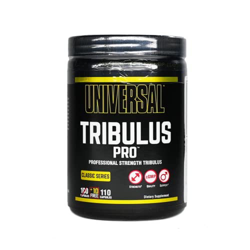 Universal Nutrition TRIBULUS PRO natürlicher pflanzlicher Hormon Booster unterstützt die normale Hormonproduktion mit Saponine, Flavonoide & Sterolen, fördert Kraftzuwachs & Muskelaufbau, 110 Kapseln