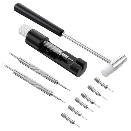 HJZHII Uhrenwerkzeug mit 5 Zusätzlichen Stiften,Uhrenarmband Werkzeug,Uhrmacherwerkzeug Set Federstegwerkzeug Reparatur Stiftausdrücker für Uhrenarmbänder Kürzen Uhrenstifte Uhrenglieder Verkleinern