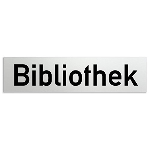 Türschilder24 Aluminium Türschild Bibliothek 160 x 40 x 1,5mm (Oberfläche veredelt) • Selbstklebend