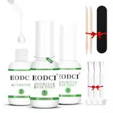 EODCI 3Pcs Dip-Pulver System Essentials Kit, 15ml Low Odor Dipping Powder Nails Liquid Set mit Base Coat, Top Coat, Aktivator für Dip Powder Nail Liquid Tools French Manicure Starter Set für Salon