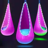 Hängehöhle Kinder, hängende Hängematte mit LED-Leuchten, Nestschaukel mit Zelt, Schaukelstuhl mit aufblasbarem Kissen & allem Zubehör, Hängezelt, Sitzsack für Indoor & Outdoor (Rosa)