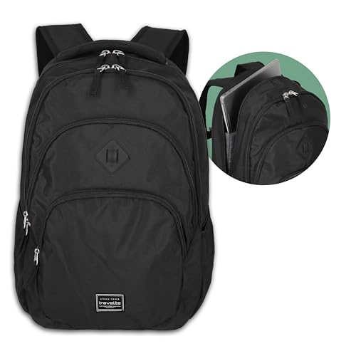 Travelite Handgepäck Rucksack, Laptop Rucksack 15,6 Zoll, BASICS, Daypack, Tagesrucksack mit vielen Fächern, 45 cm, 22 Liter