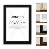 JCNORD Schwarzer MDF Holz Bilderrahmen 20x30 cm mit bruchsicherem Acrylglas | Moderner Fotorahmen für Wände und Tische